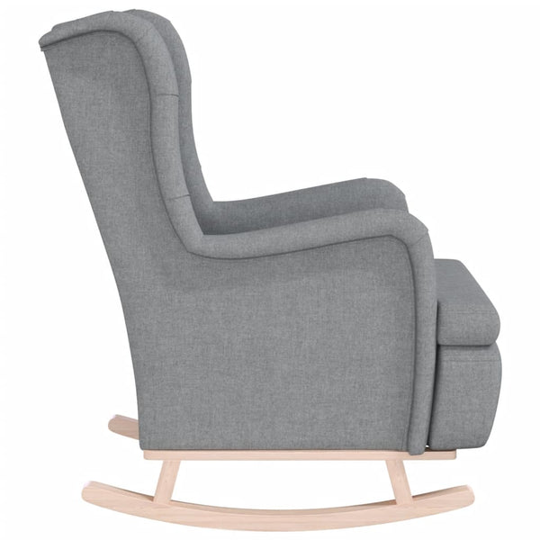 Armchair With Solid Rubber Wood Rocking Legs Light Grey Fabric Sofas Armchairs & Couches