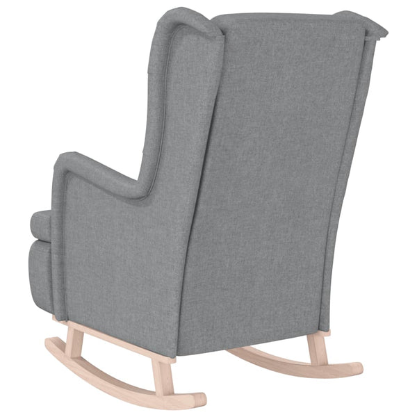 Armchair With Solid Rubber Wood Rocking Legs Light Grey Fabric Sofas Armchairs & Couches
