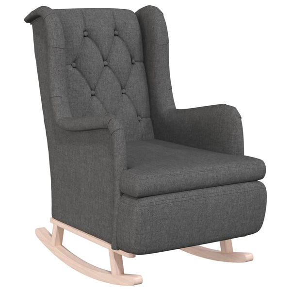 Armchair With Solid Rubber Wood Rocking Legs Dark Grey Fabric Sofas Armchairs & Couches