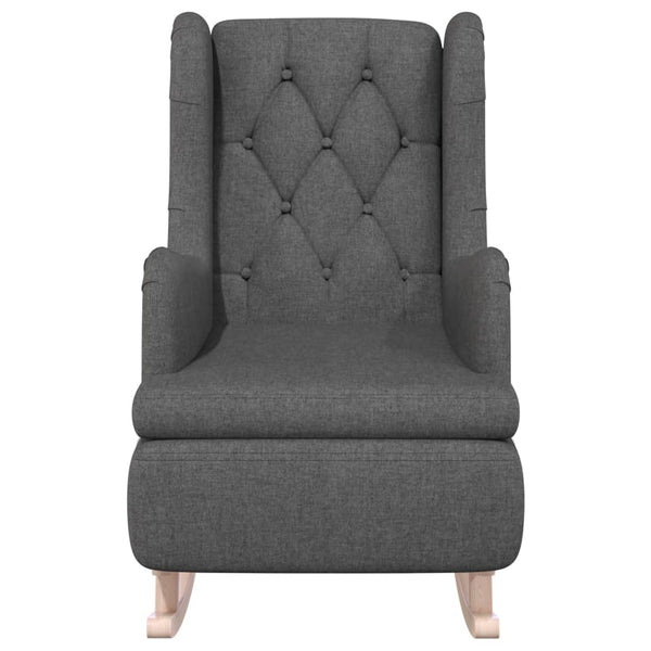 Armchair With Solid Rubber Wood Rocking Legs Dark Grey Fabric Sofas Armchairs & Couches