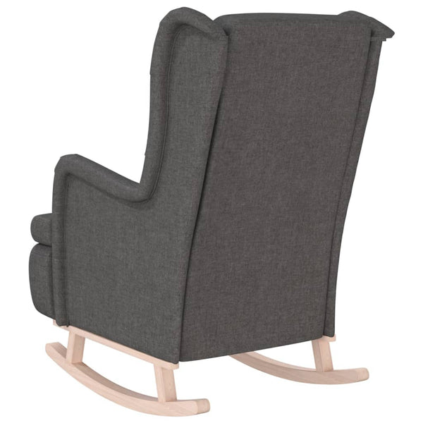 Armchair With Solid Rubber Wood Rocking Legs Dark Grey Fabric Sofas Armchairs & Couches
