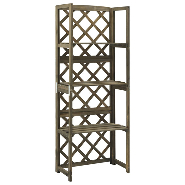 Trellis With Shelves Grey 55X30x140 Cm Solid Fir Wood Plant Stands