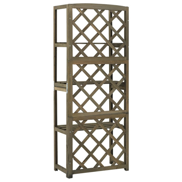Trellis With Shelves Grey 55X30x140 Cm Solid Fir Wood Plant Stands