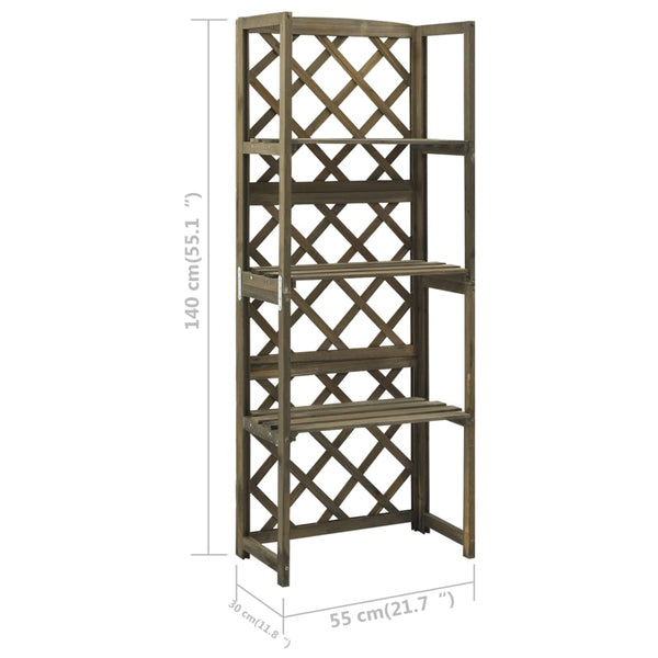 Trellis With Shelves Grey 55X30x140 Cm Solid Fir Wood Plant Stands