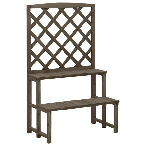 Plant Stands Plant Stand With Trellis Grey 70X42x115 Cm Solid Fir Wood
