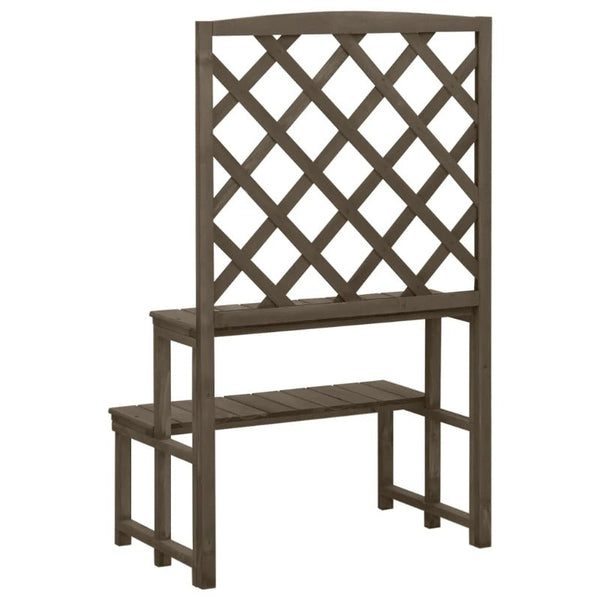 Plant Stands Plant Stand With Trellis Grey 70X42x115 Cm Solid Fir Wood