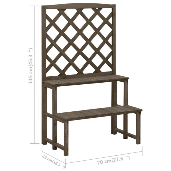 Plant Stands Plant Stand With Trellis Grey 70X42x115 Cm Solid Fir Wood