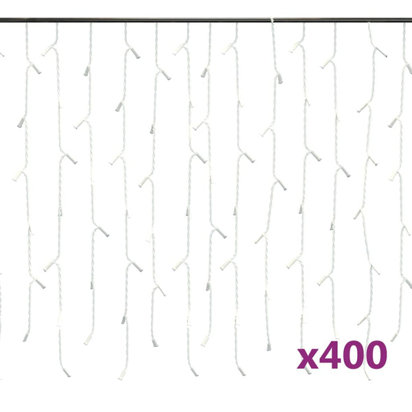 Vidaxl Led Curtain Icicle Lights 10M 400 Warm White 8 Function Seasonal Decorations
