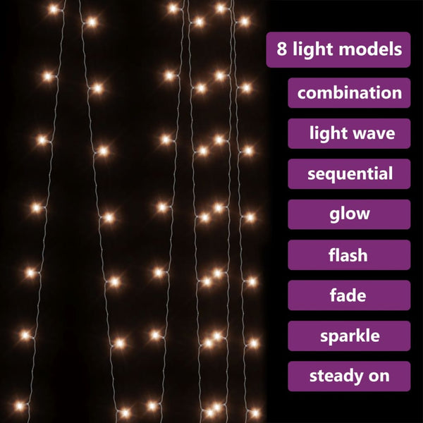 Led Curtain Fairy Lights 3X3m 300 Warm White 8 Function Curtains & Drapes