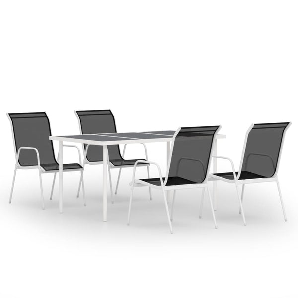 Vidaxl 5 Piece Outdoor Dining Set Steel Black Outdoor Dining Sets