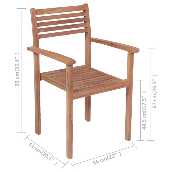 Stackable Garden Chairs With Cushions 8 Pcs Solid Teak Wood Patio Chairs