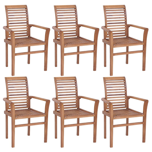 Stacking Dining Chairs 6 Pcs Solid Teak Wood Patio Chairs