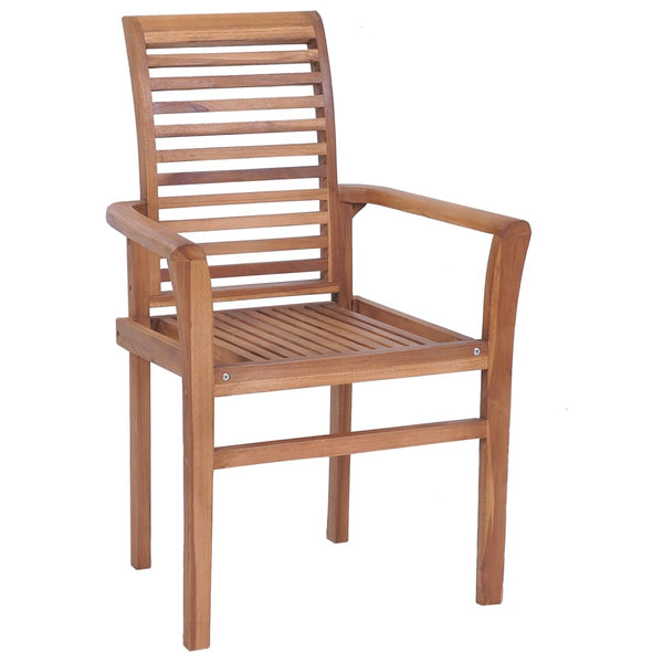 Stacking Dining Chairs 6 Pcs Solid Teak Wood Patio Chairs