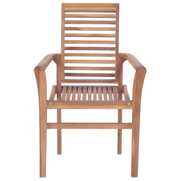 Stacking Dining Chairs 6 Pcs Solid Teak Wood Patio Chairs