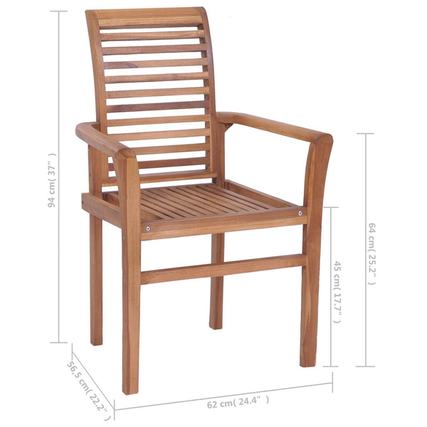 Stacking Dining Chairs 6 Pcs Solid Teak Wood Patio Chairs