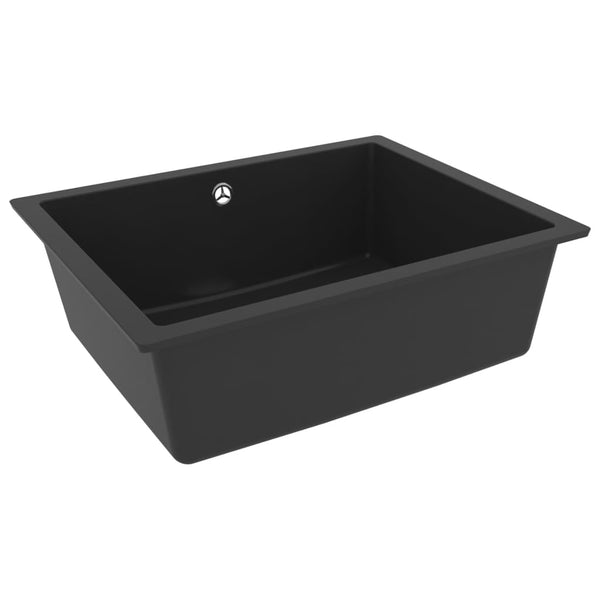 Vidaxl Kitchen Sink With Overflow Hole Black Granite Kitchen Sinks