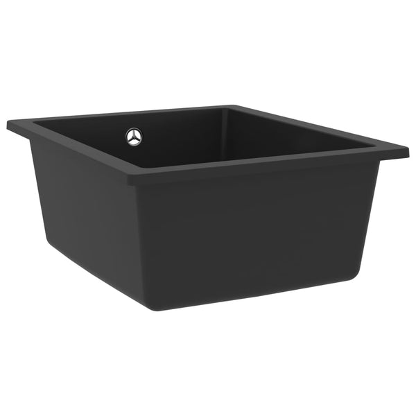 Vidaxl Kitchen Sink With Overflow Hole Black Granite Kitchen Sinks