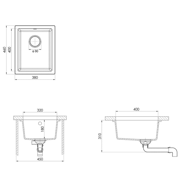 Vidaxl Kitchen Sink With Overflow Hole Black Granite Kitchen Sinks