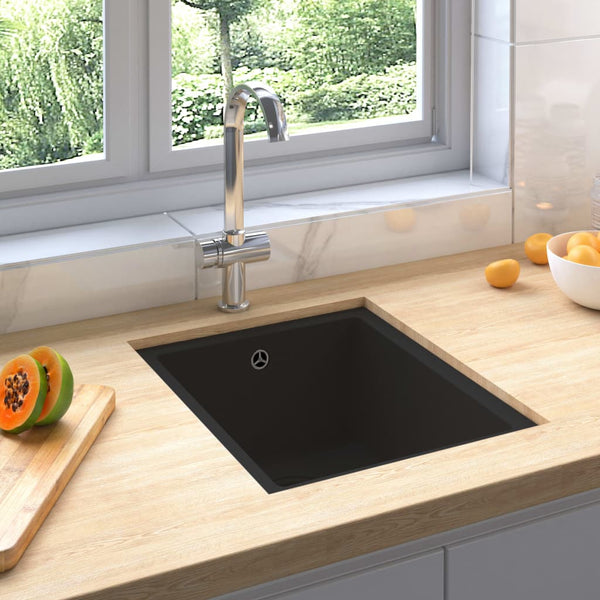 Vidaxl Kitchen Sink With Overflow Hole Black Granite Kitchen Sinks