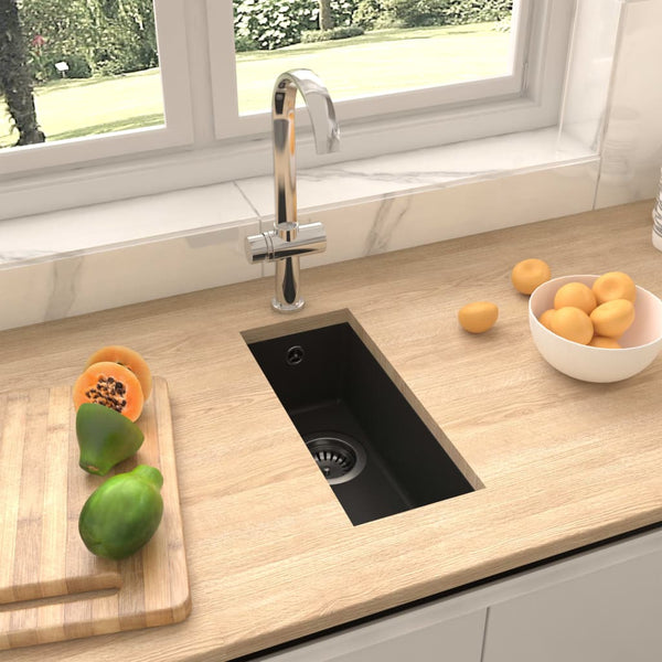 Vidaxl Kitchen Sink With Overflow Hole Black Granite Kitchen Sinks