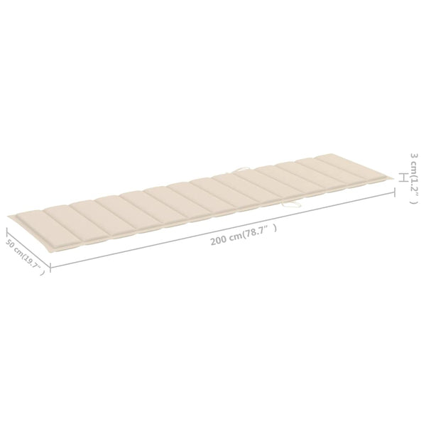 Vidaxl Sun 2 Pcs With Cream Cushion Solid Teak Wood Loungers