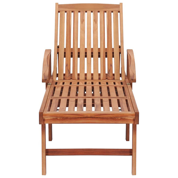 Vidaxl Sun 2 Pcs With Cream Cushion Solid Teak Wood Loungers