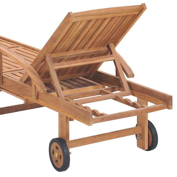 Vidaxl Sun 2 Pcs With Cream Cushion Solid Teak Wood Loungers