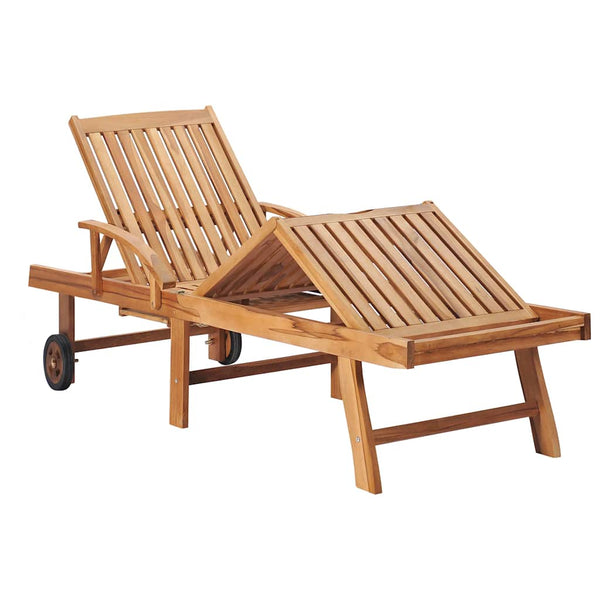 Vidaxl Sun 2 Pcs With Cream Cushion Solid Teak Wood Loungers