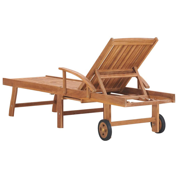 Vidaxl Sun 2 Pcs With Cream Cushion Solid Teak Wood Loungers