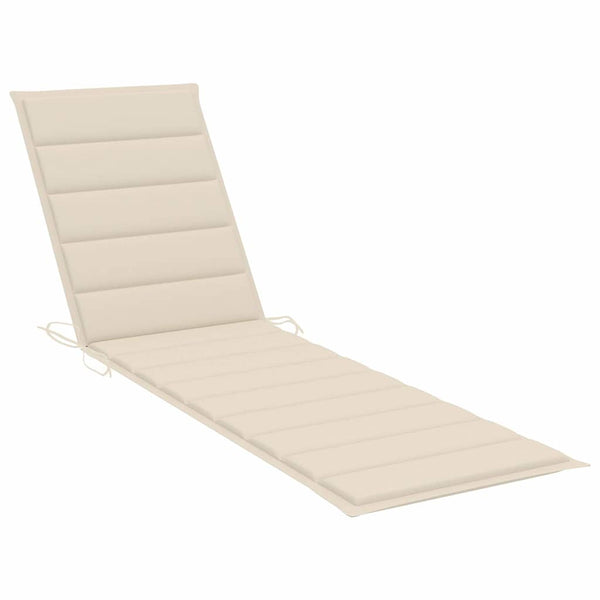 Vidaxl Sun 2 Pcs With Cream Cushion Solid Teak Wood Loungers