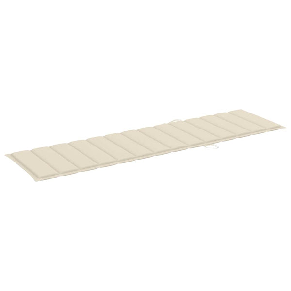 Vidaxl Sun 2 Pcs With Cream Cushion Solid Teak Wood Loungers