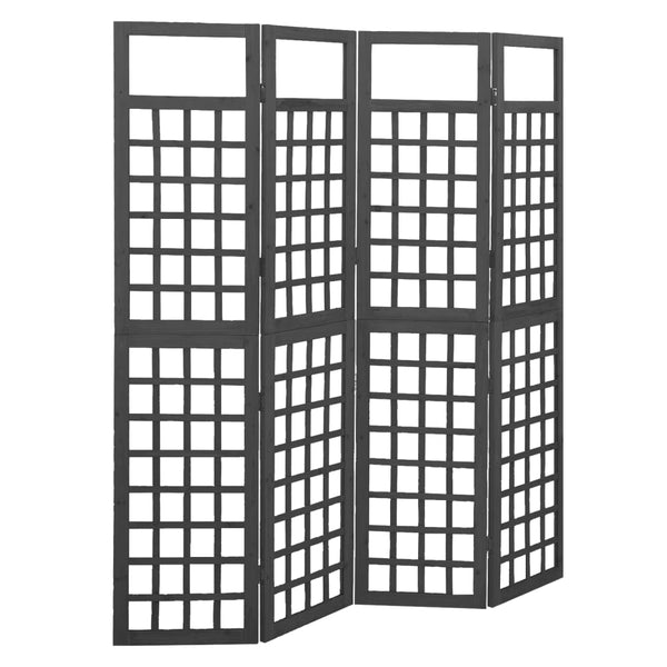 4 Panel Room Divider/Trellis Solid Fir Wood Black 161X180 Cm Screens & Room Dividers