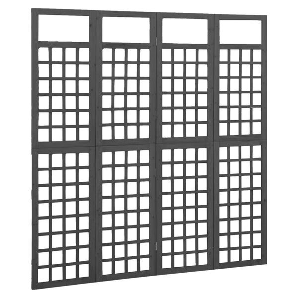 4 Panel Room Divider/Trellis Solid Fir Wood Black 161X180 Cm Screens & Room Dividers