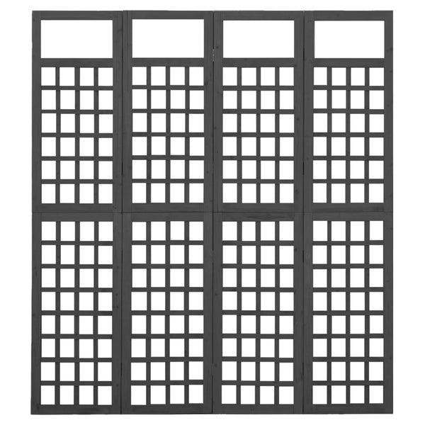 4 Panel Room Divider/Trellis Solid Fir Wood Black 161X180 Cm Screens & Room Dividers