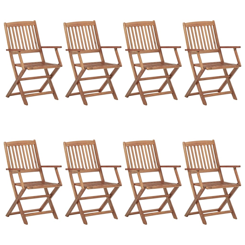 Folding Outdoor Chairs 8 Pcs Solid Acacia Wood Patio Chairs