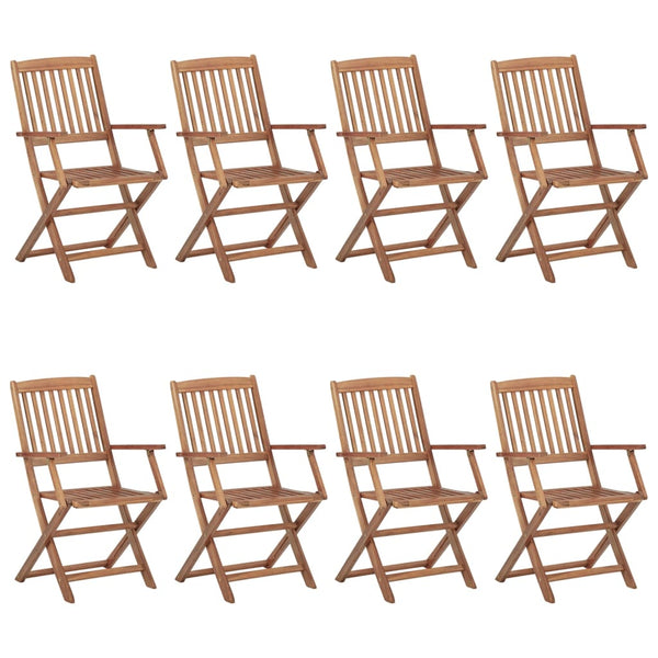Folding Outdoor Chairs 8 Pcs Solid Acacia Wood Patio Chairs