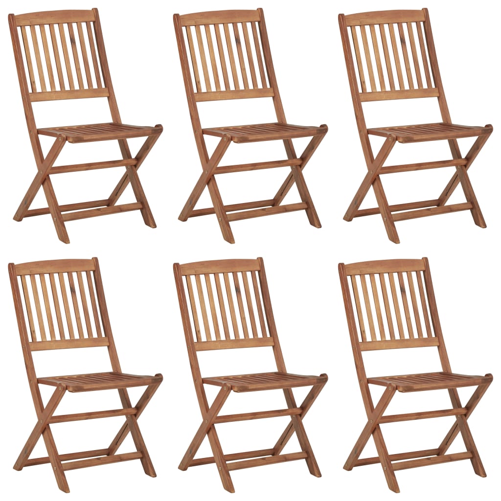 Vidaxl Folding Outdoor Chairs 6 Pcs Solid Acacia Wood Patio Chairs