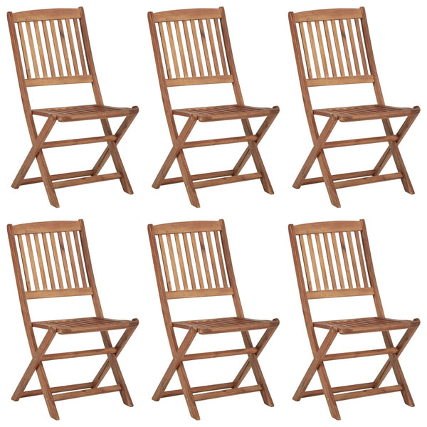 Vidaxl Folding Outdoor Chairs 6 Pcs Solid Acacia Wood Patio Chairs