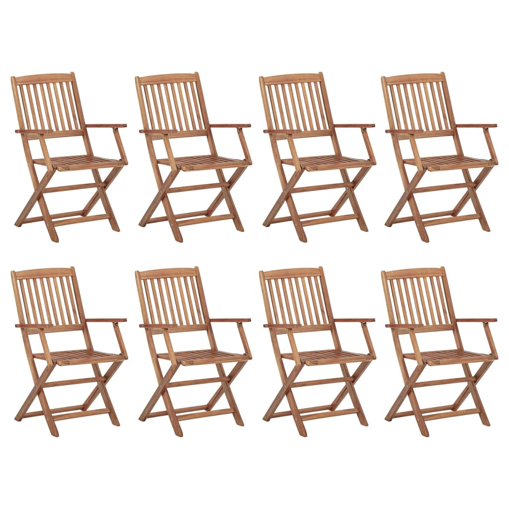 Folding Outdoor Chairs 8 Pcs Solid Wood Acacia Patio Chairs