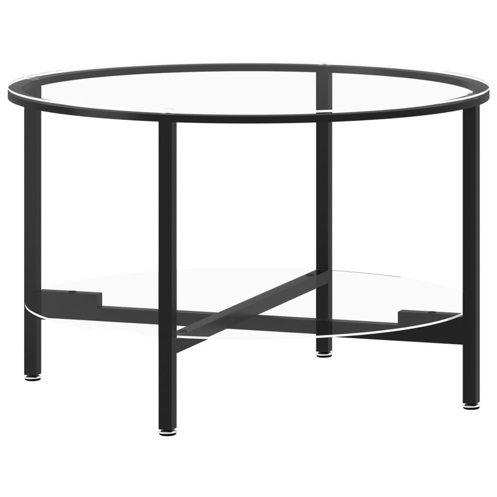 Tea Table Black And Transparent 70 Cm Tempered Glass Coffee Tables