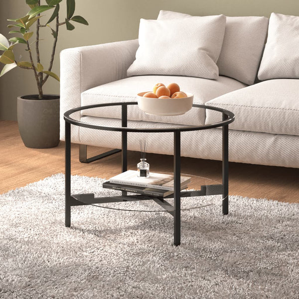 Tea Table Black And Transparent 70 Cm Tempered Glass Coffee Tables