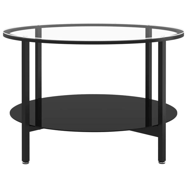 Tea Table Black And Transparent 70 Cm Tempered Glass Tables