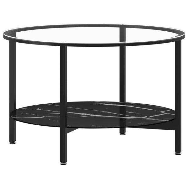 Tea Table Black And Marble 70 Cm Tempered Glass Coffee Tables