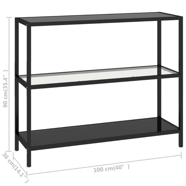 Shelf Transparent And Black 100X36x90 Cm Tempered Glass