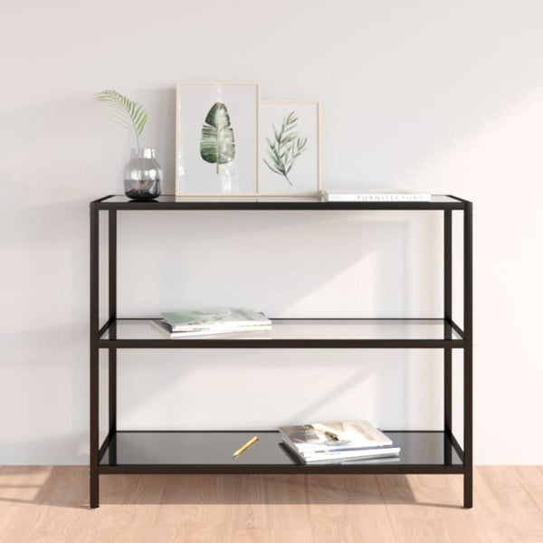 Bookshelves Shelf Transparent And Black 100X36x90 Cm Tempered Glass