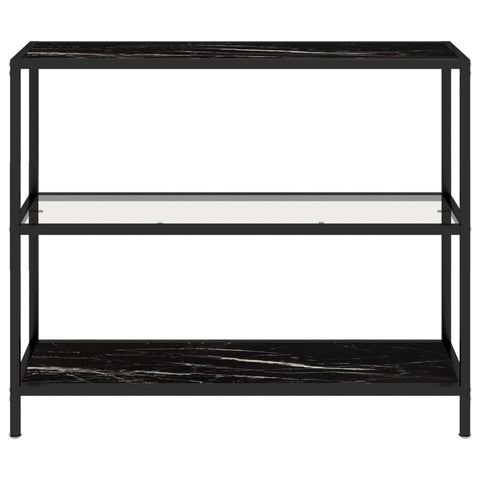Shelf Transparent And Black Marble 100X36x90 Cm Tempered Glass Tables