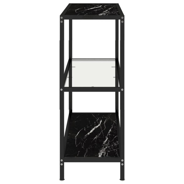 Shelf Transparent And Black Marble 100X36x90 Cm Tempered Glass Tables