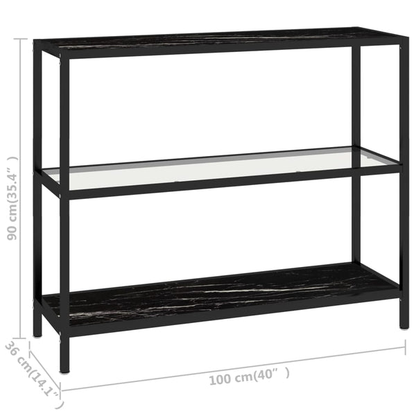 Shelf Transparent And Black Marble 100X36x90 Cm Tempered Glass Tables