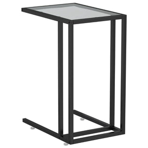 Computer Side Table Black 50X35x65 Cm Tempered Glass