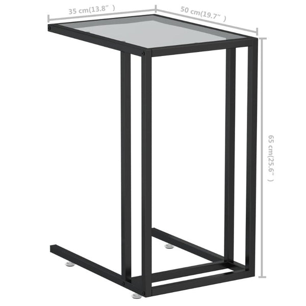 Computer Side Table Black 50X35x65 Cm Tempered Glass Side Tables